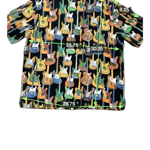 FENDER / DA VINCI Vintage Guitars All Over Mens Short Sleeve Button Up Shirt XL. - Picture 10 of 12